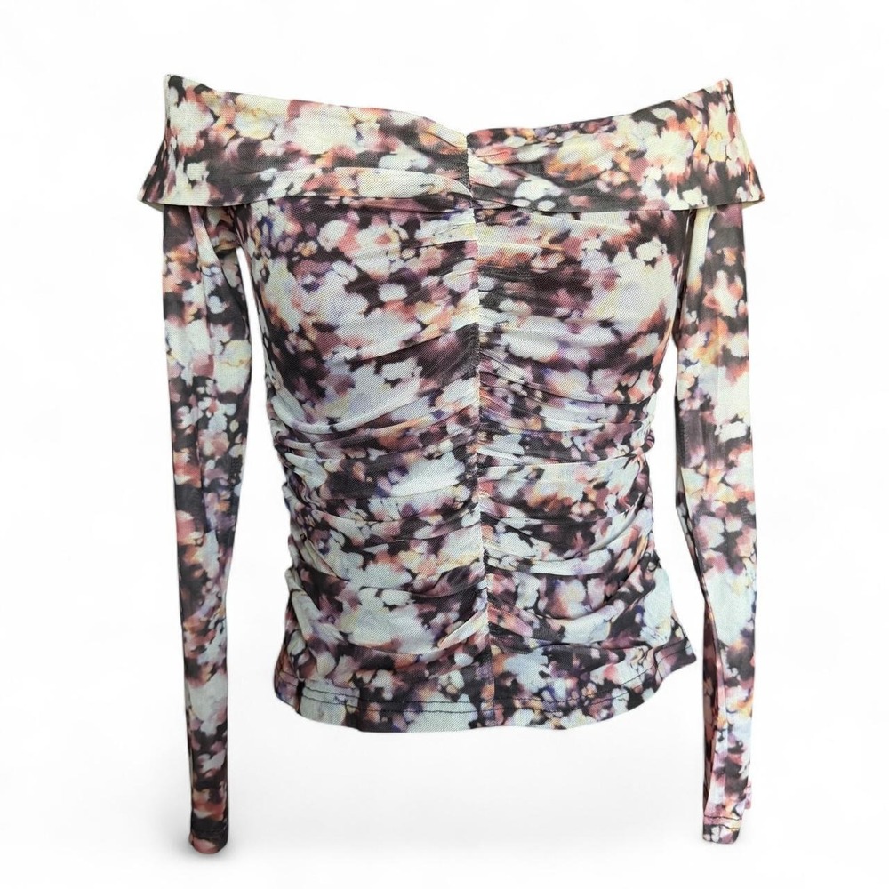 Minkpink from South Moon Under floral mesh long sleeve top w lining size medium
